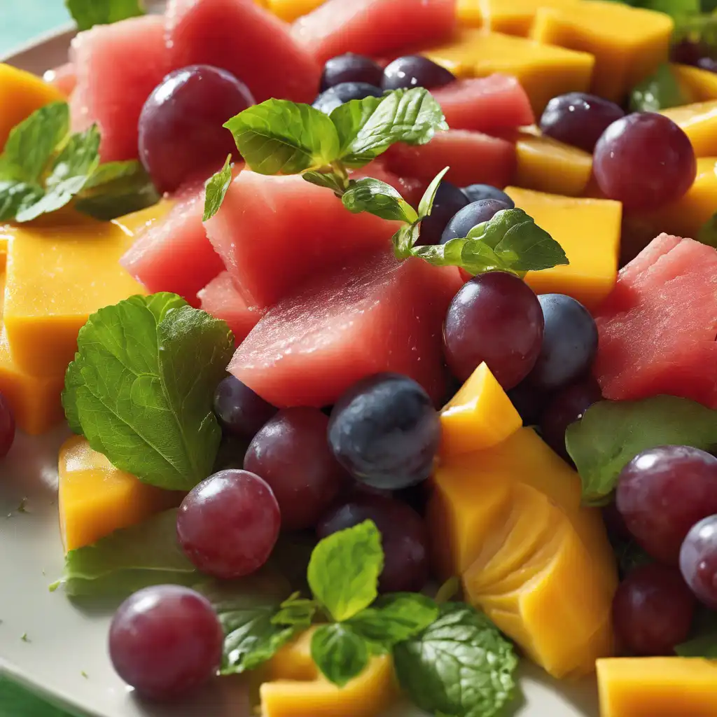 Mango, Watermelon, and Grapes Salad with Quince Glaze