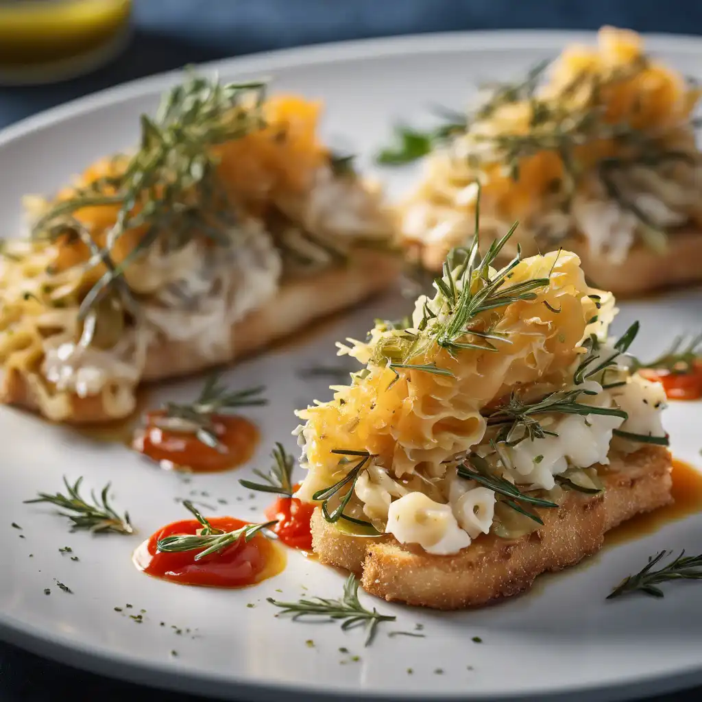 Codfish in Crostini with Vegetable Pasta and Sauce