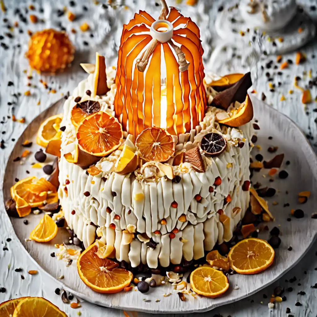 Lantern Cake with Candied Orange Peel and Wafer Cones