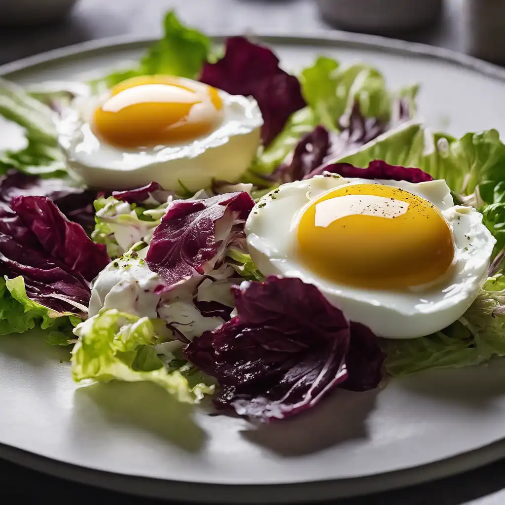 Creamy Egg with Mache, Radicchio, and Lettuce Salad