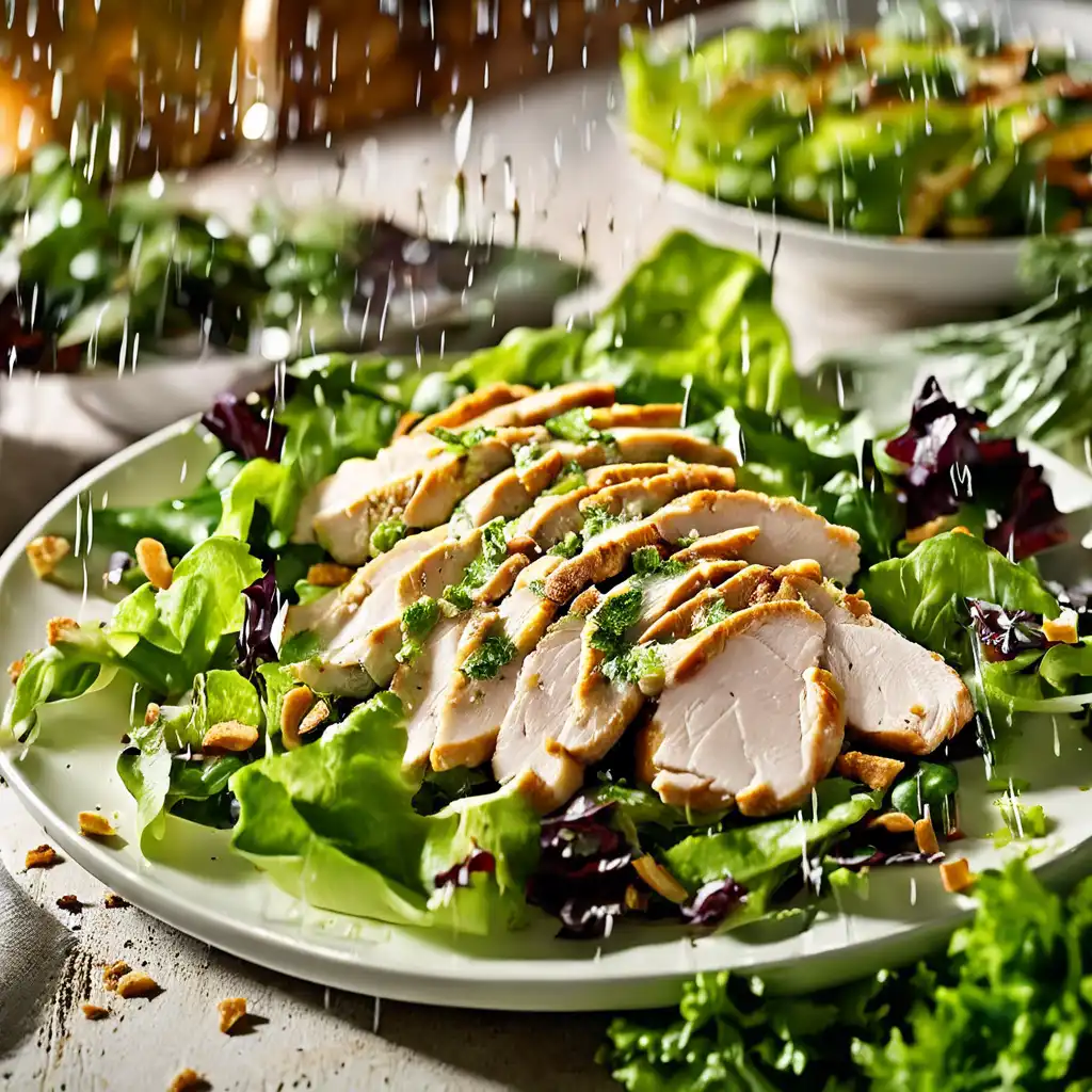 Chicken Breast Salad with Leaves and Romaine Dressing