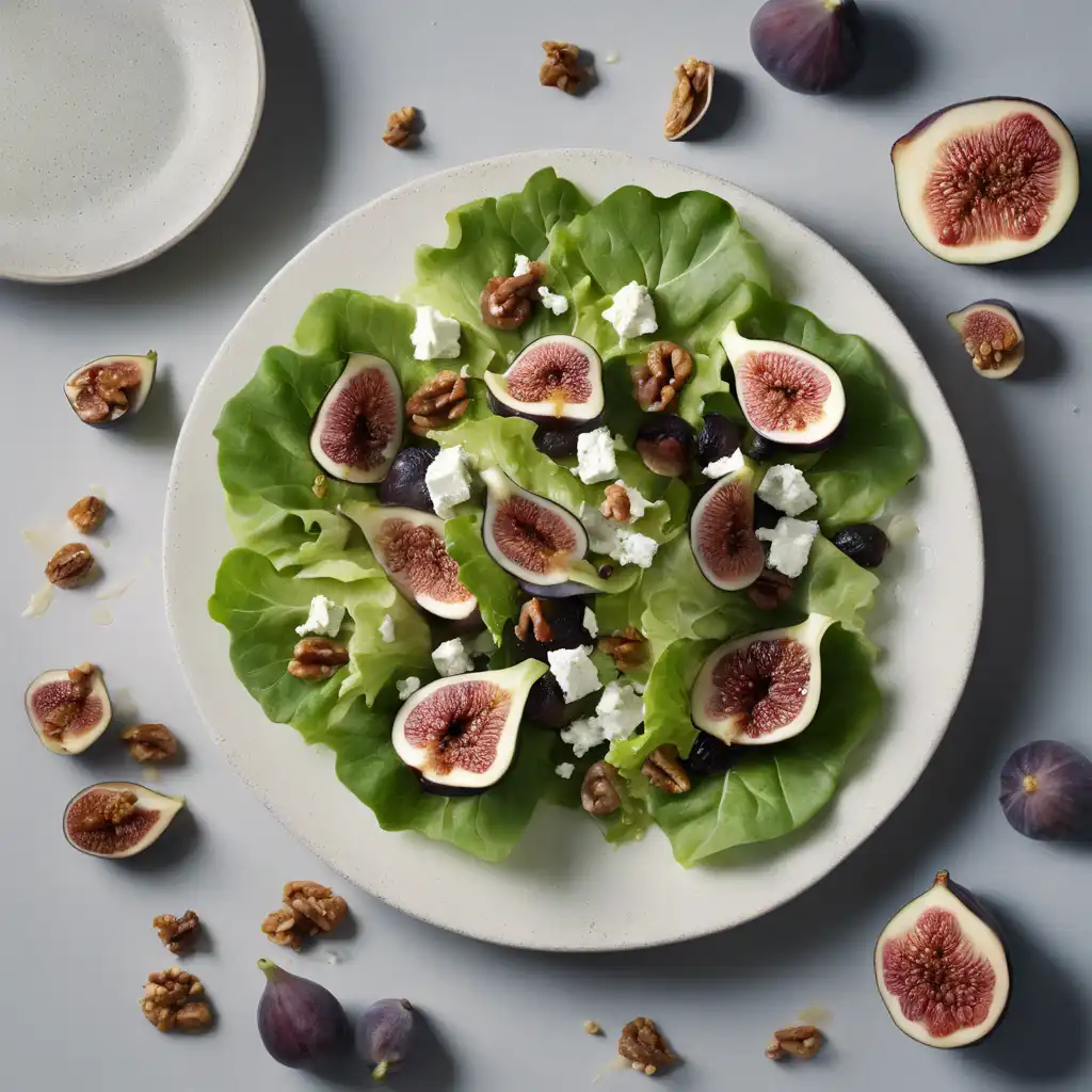 Fig, Roquefort, Walnut, and Lettuce Salad