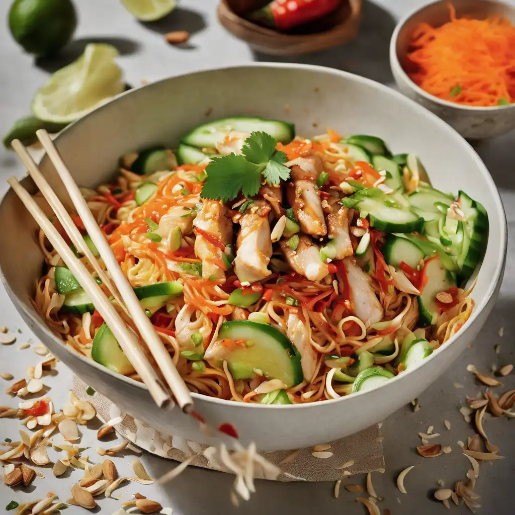 Spicy Noodle with Chicken and Almonds