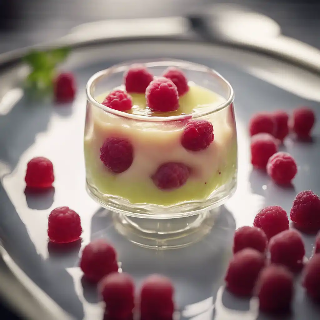 Gooseberry Pudding with Raspberries