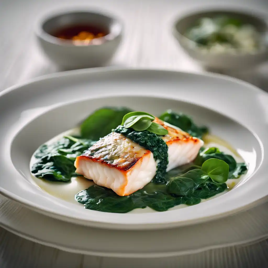 Lingcod Fillets with Coconut Milk and Spinach