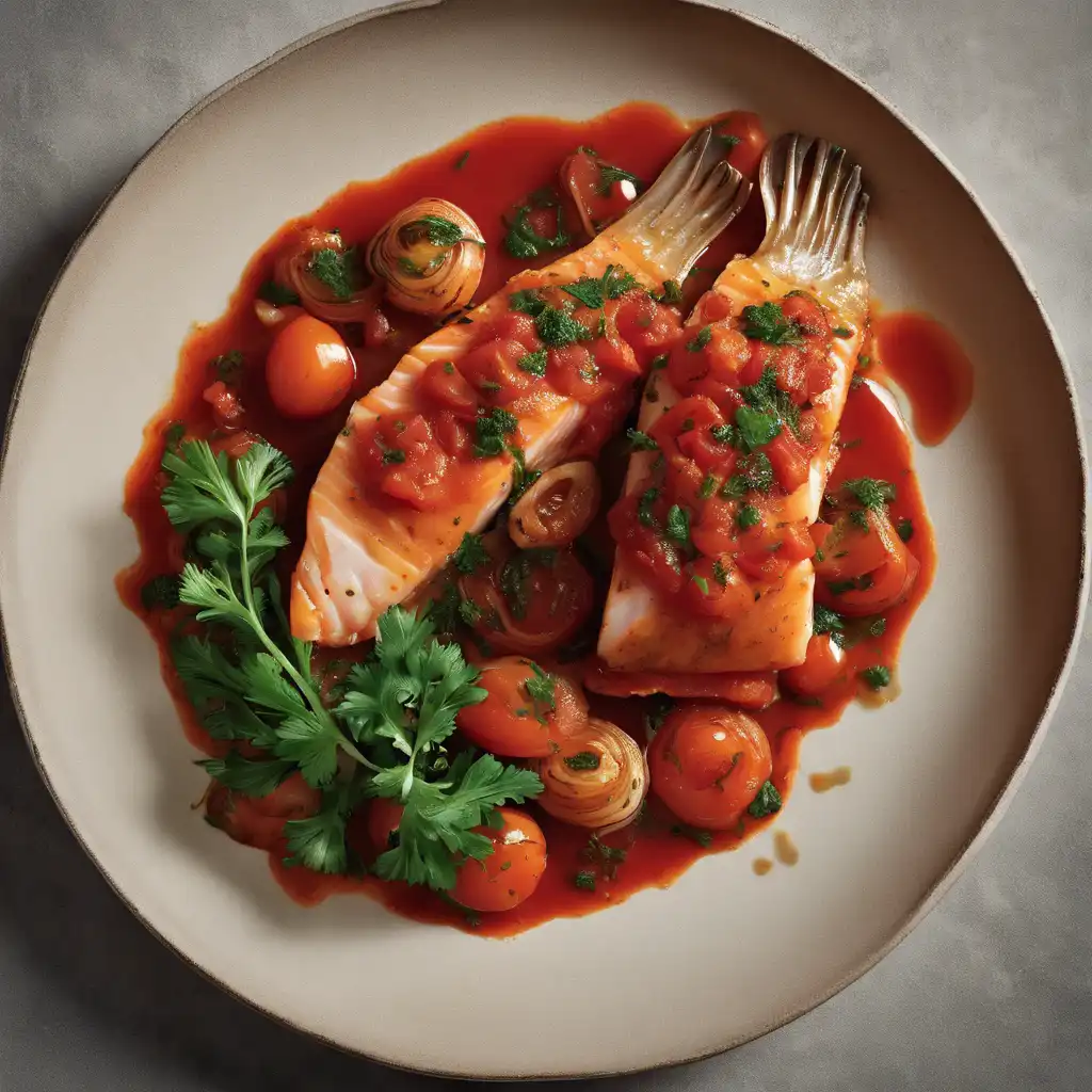 Foto de Peixe com tomate e vinho