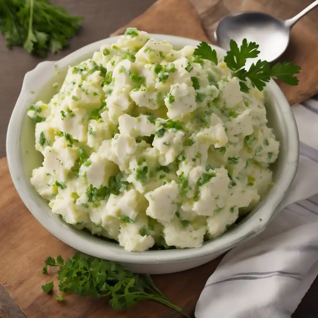 Mashed Potato Salad with Green Topping