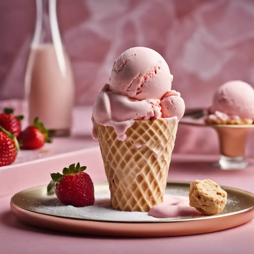 Creamy Ice Cream with Champagne Cookies and Strawberry Gelato