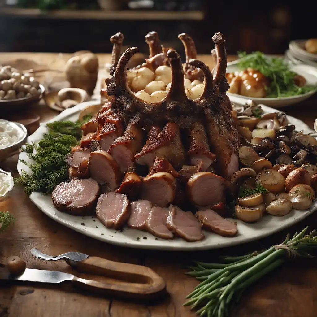 Pork Crown Roast with Sausage and Mushrooms