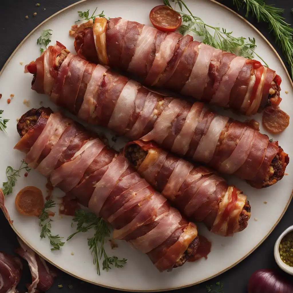 Stuffed Chorizo with Bacon and Meat Filling