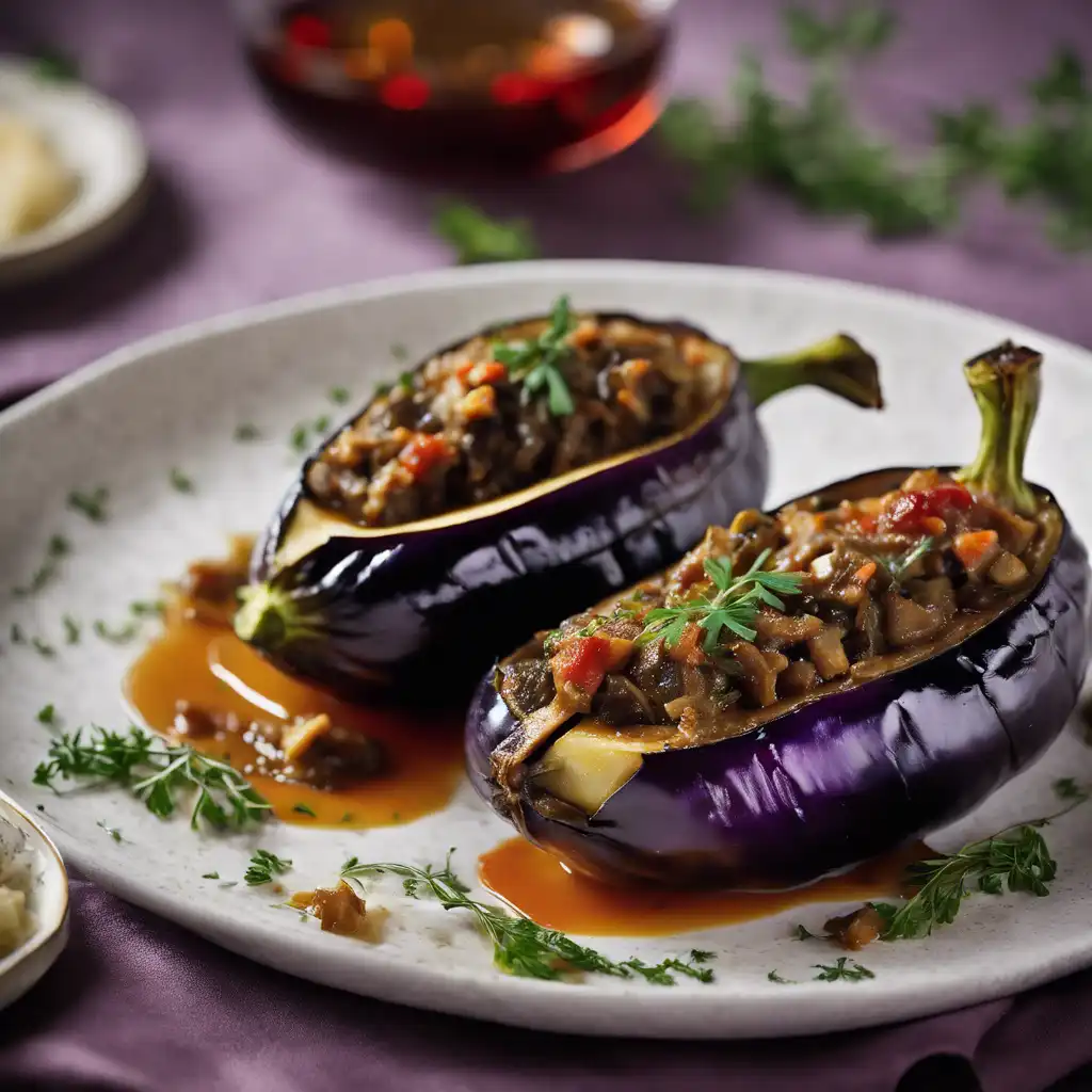 Stuffed Eggplant Braised in Wine