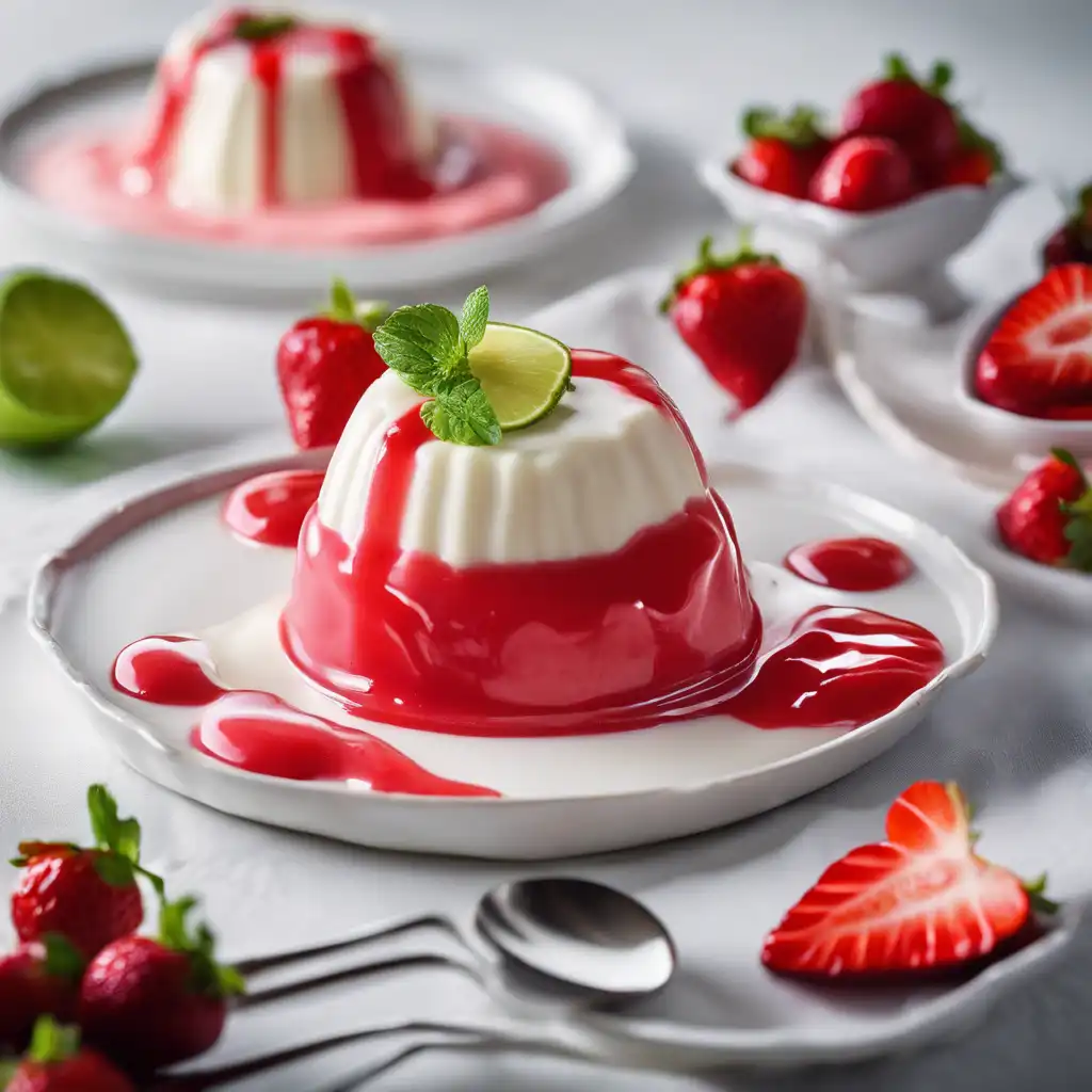 Creamy Pudding with Strawberry Sauce