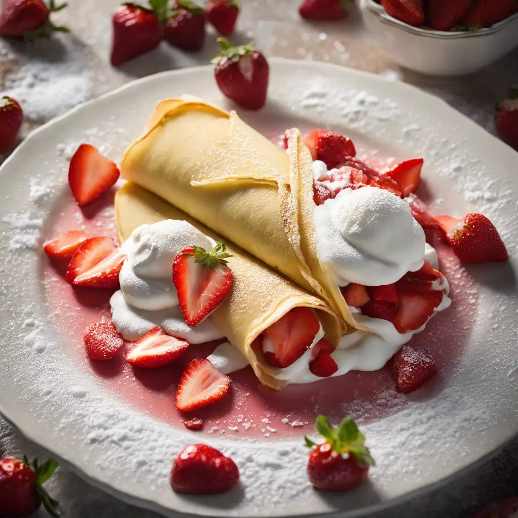 Strawberry Crepe with Whipped Cream