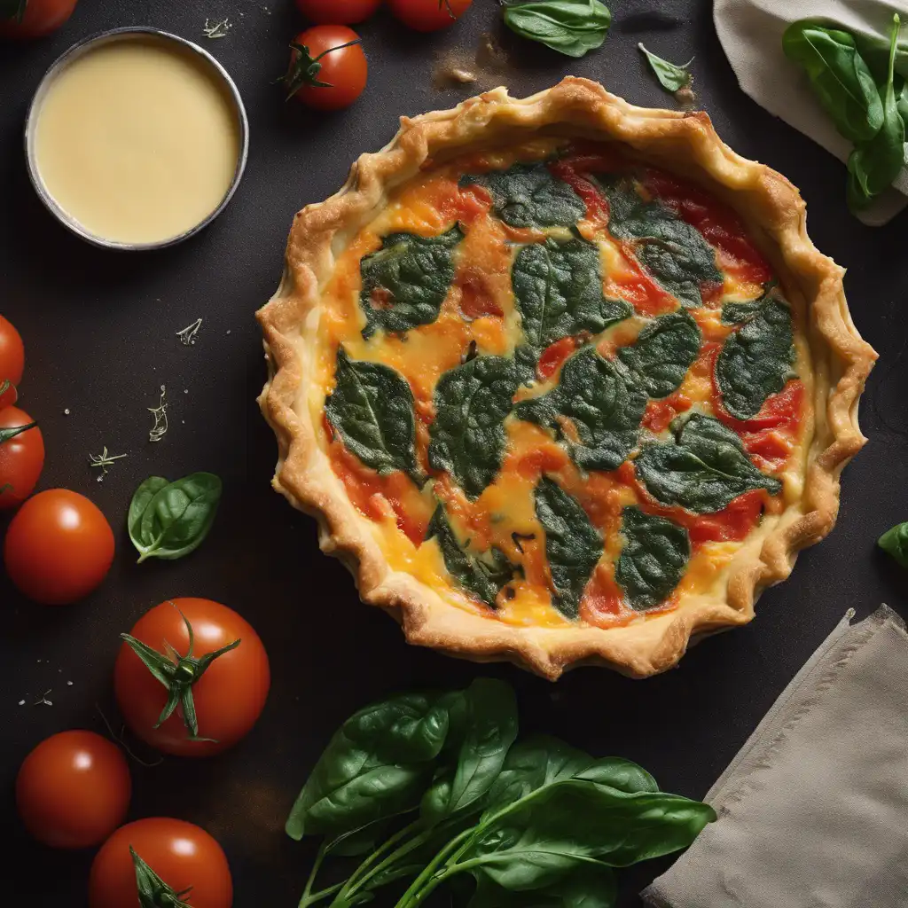 Tomato and Spinach Quiche with Anchovy Sauce