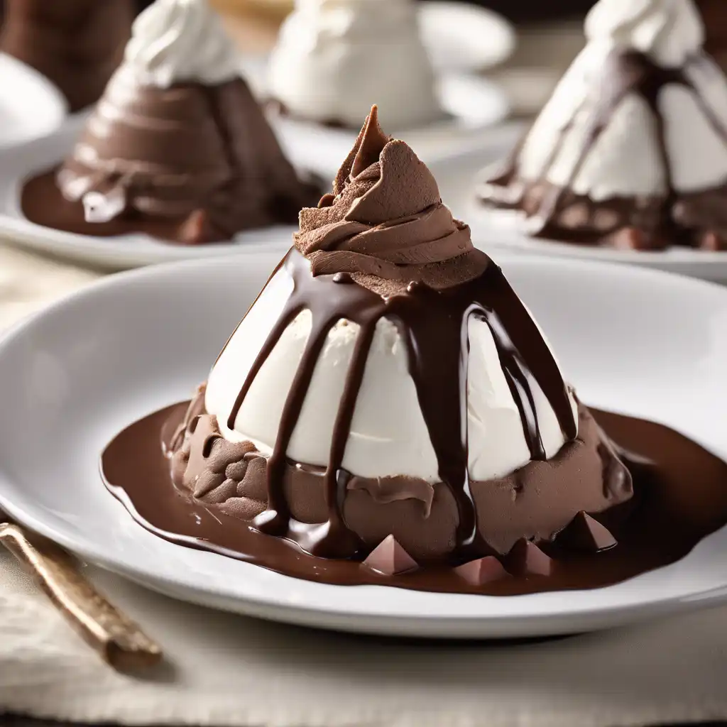 Chocolate Mousse with Whipped Cream and Chocolate Sauce