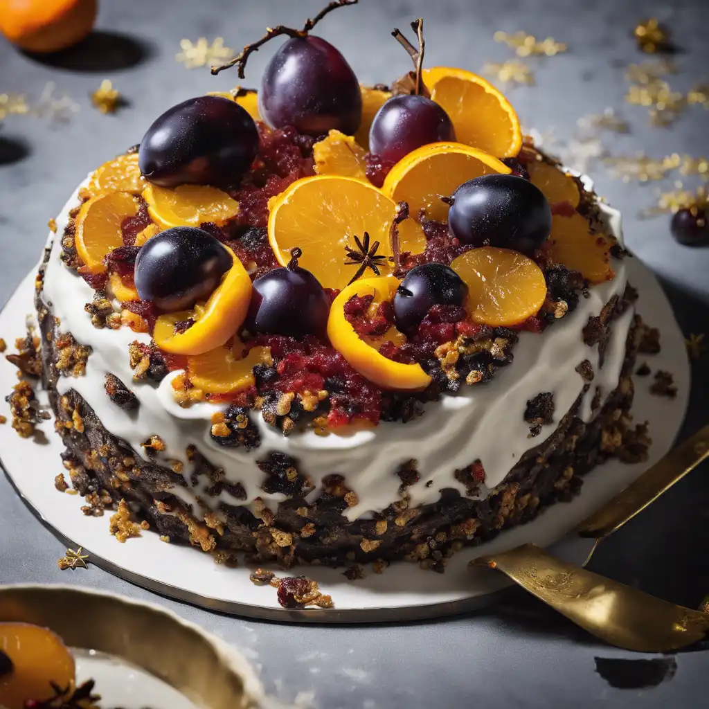 Christmas Cake with Orange and Black Plum