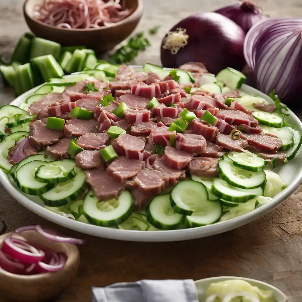 Beef Salad with Onion and Cucumber