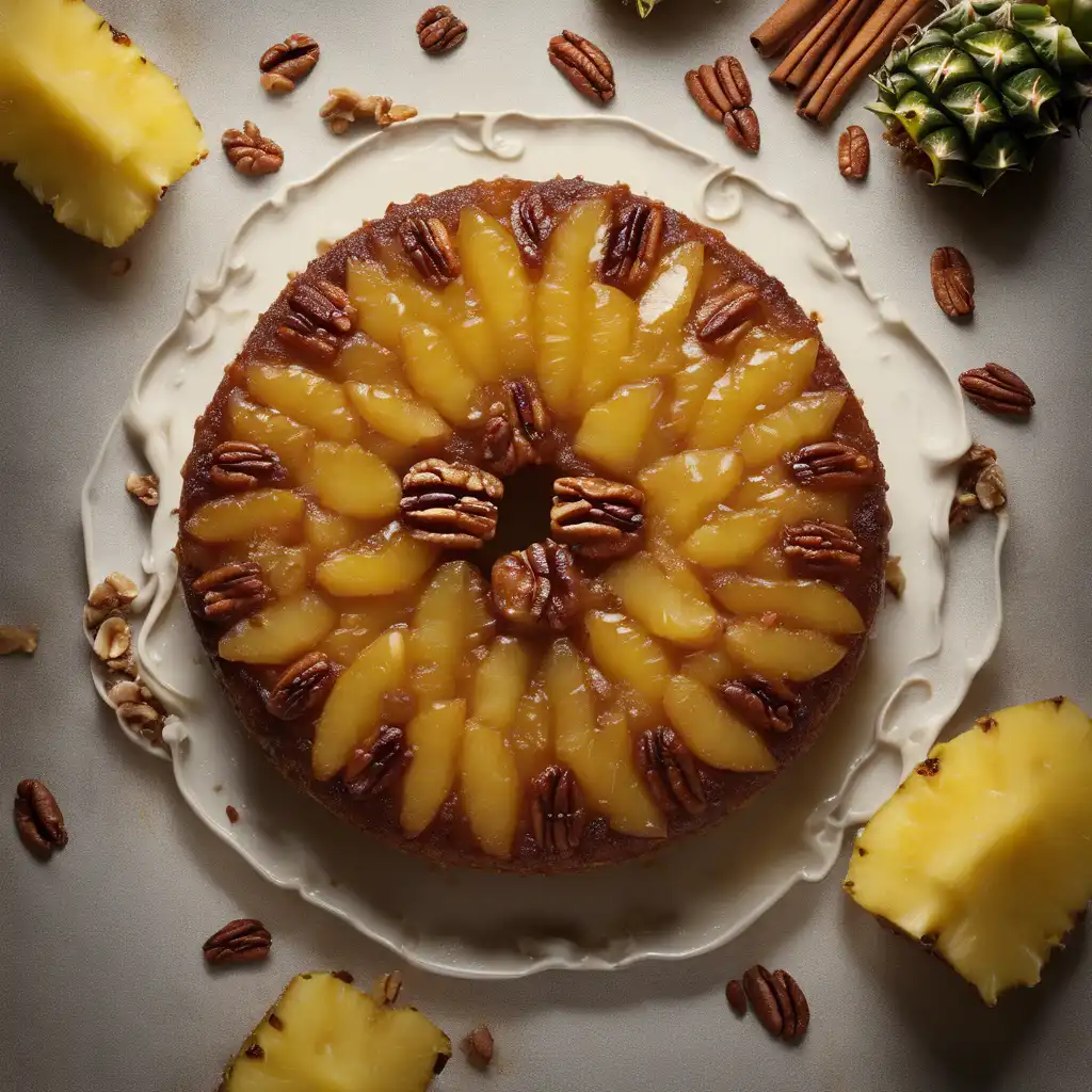 Pineapple Upside-Down Cake with Cinnamon Pecan Topping