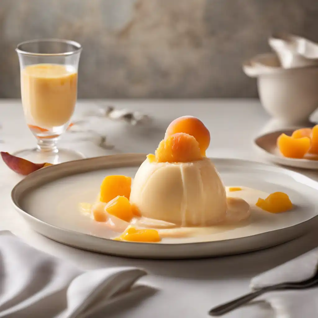 White Peach Pudding with Orange Gelato