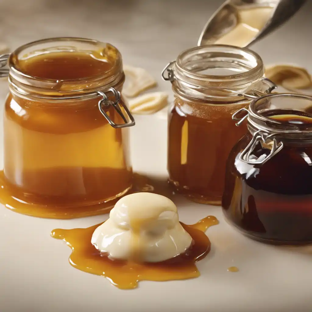 Vanilla Syrup for Fruits in Caramel or Jar Dessert