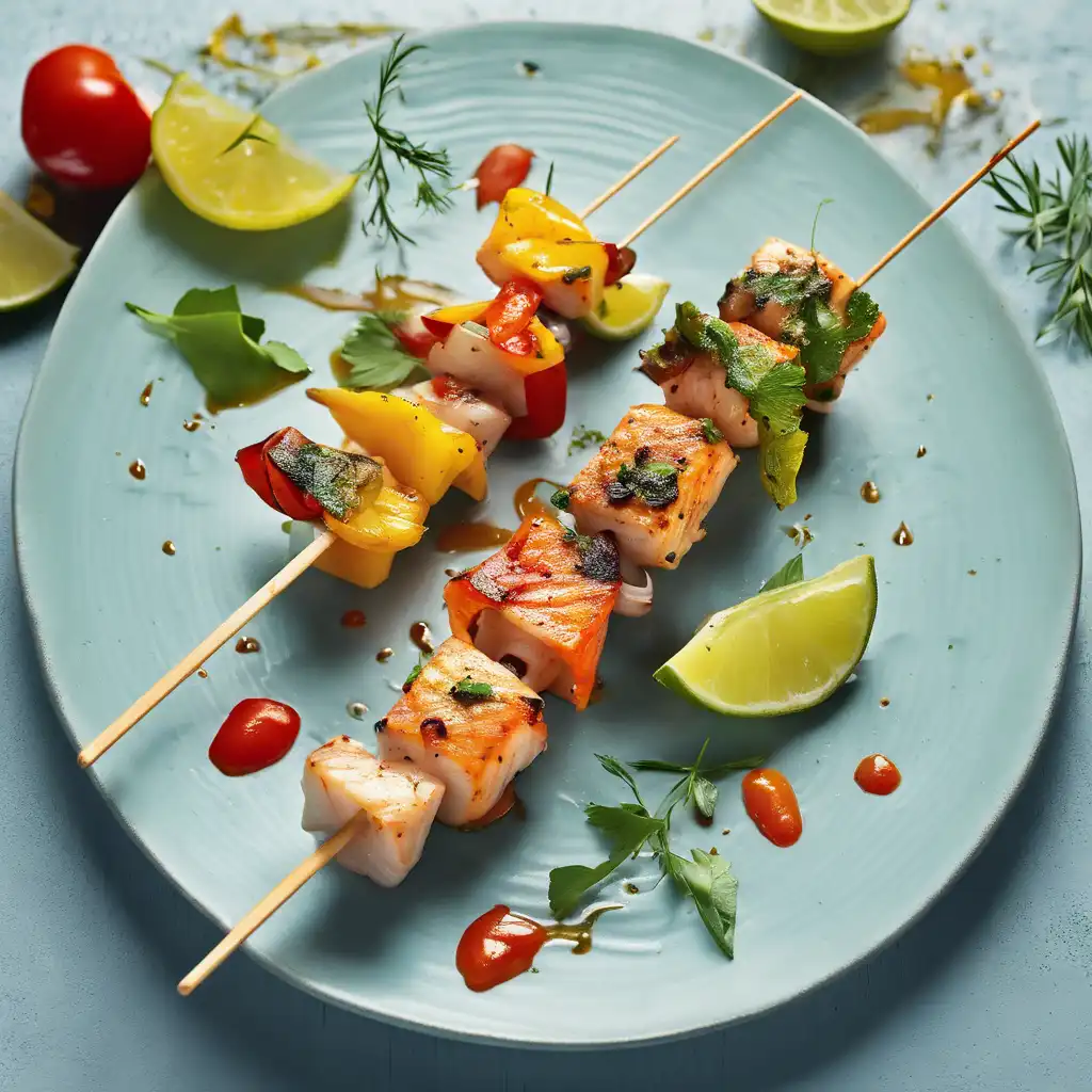 Foto de Espetinho de peixe com pimentão