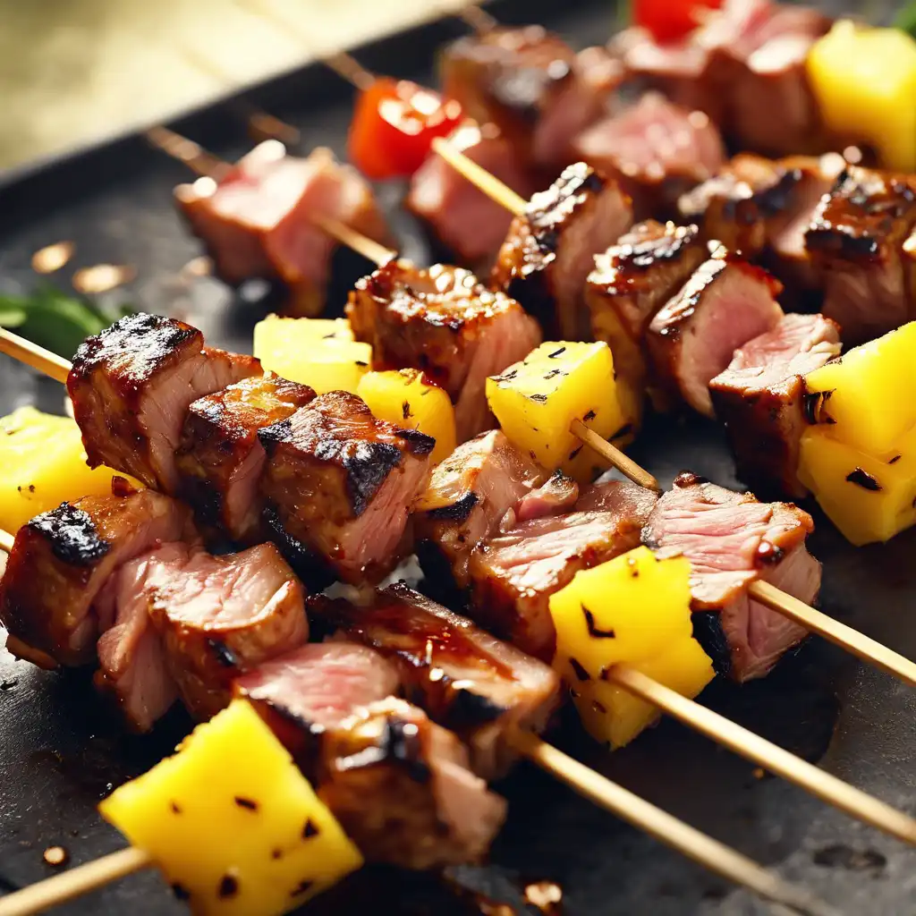 Grilled Meat and Pineapple Skewers