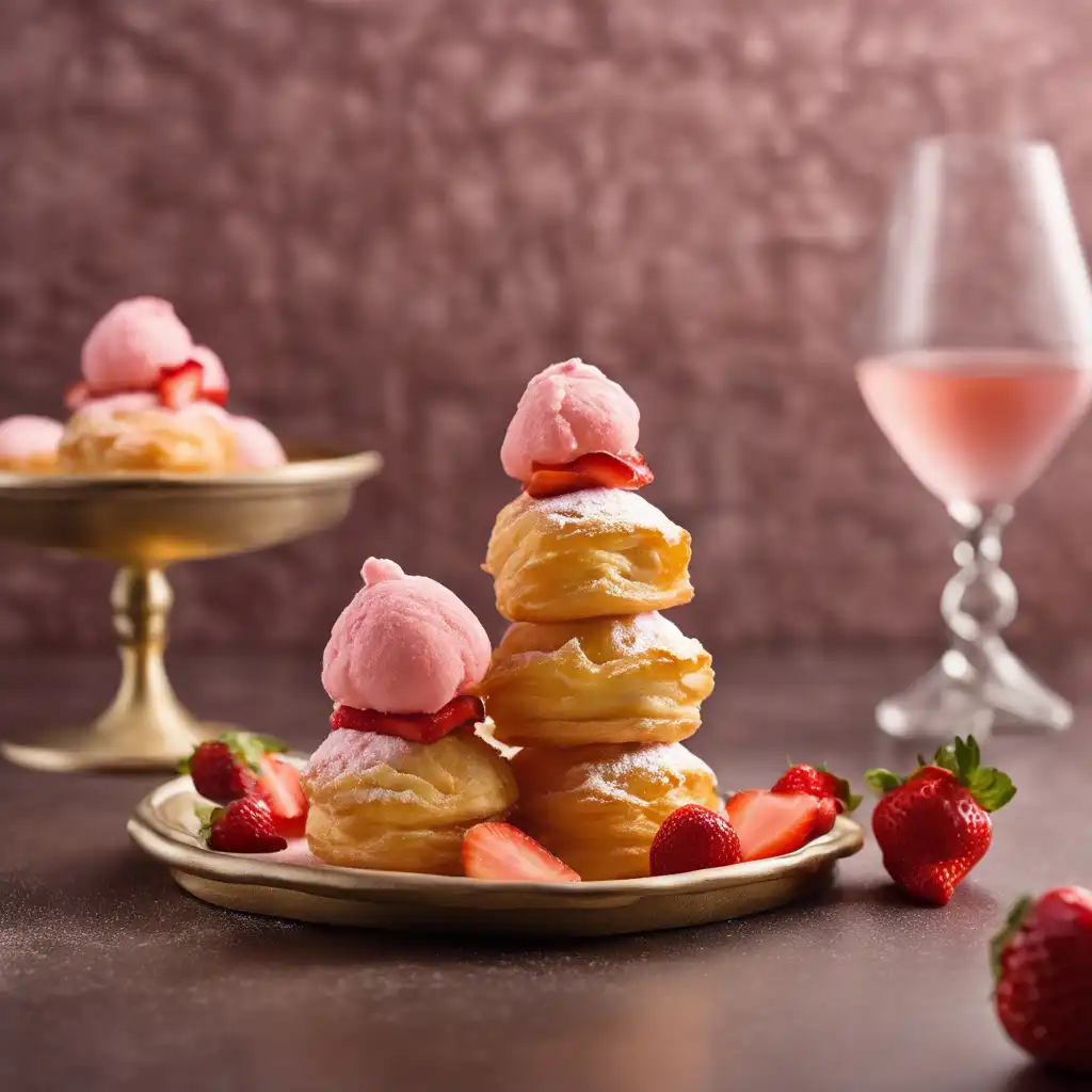 Damasco Cream Puffs with Strawberry Gelato