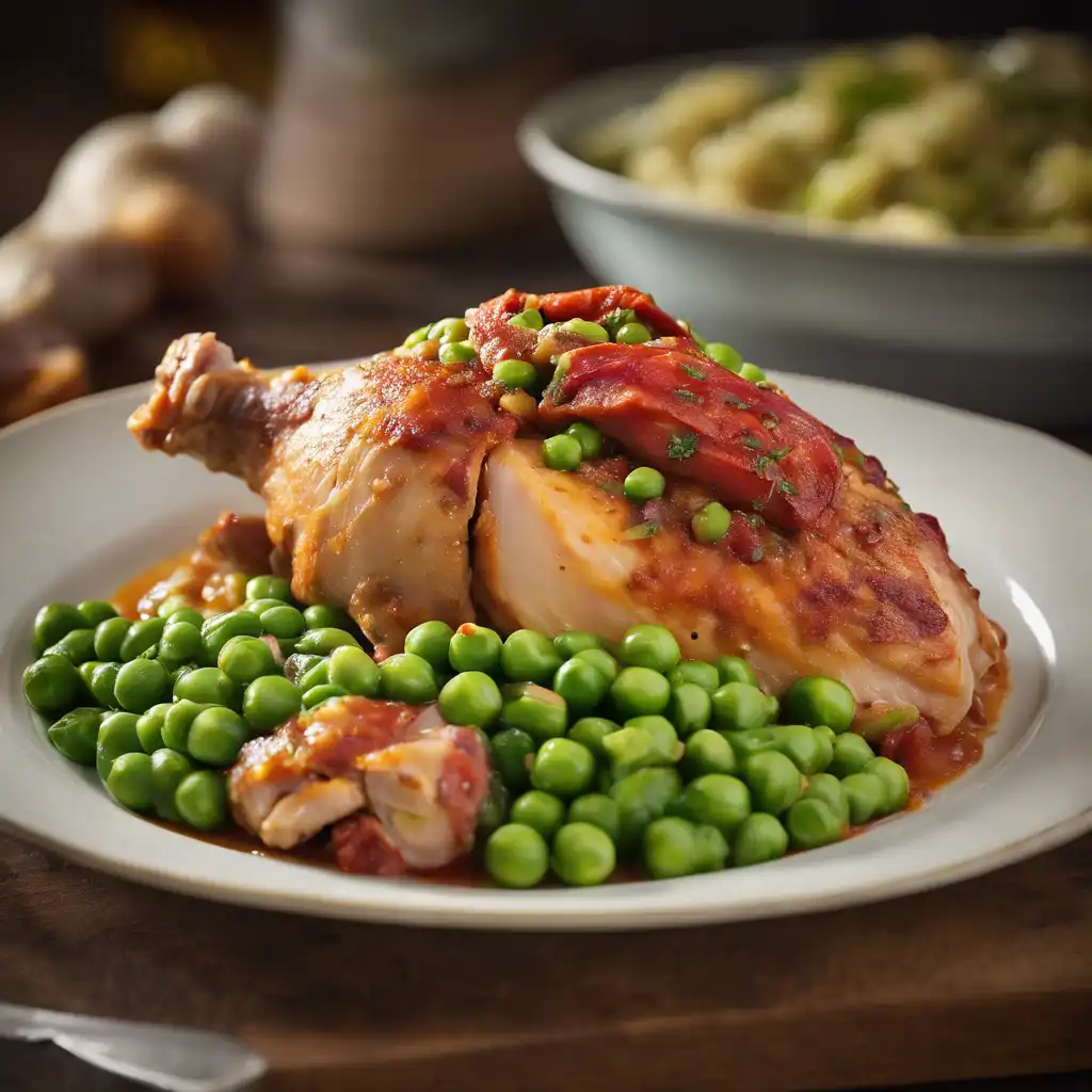 Stuffed Chicken with Pea and Linguiça