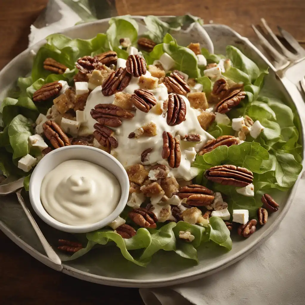 Salted Pecan Salad with Croutons and Mayonnaise