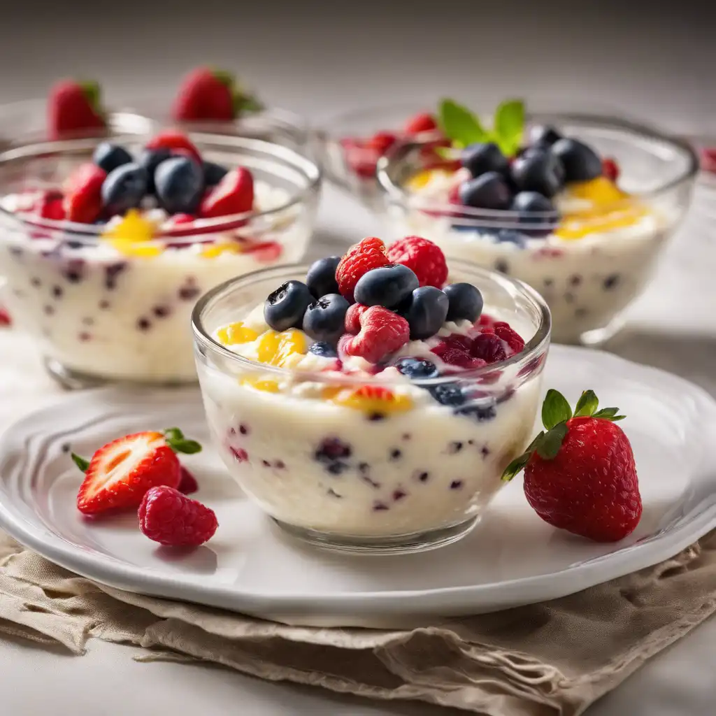 Rice Pudding with Fruits and Liqueur Sauce