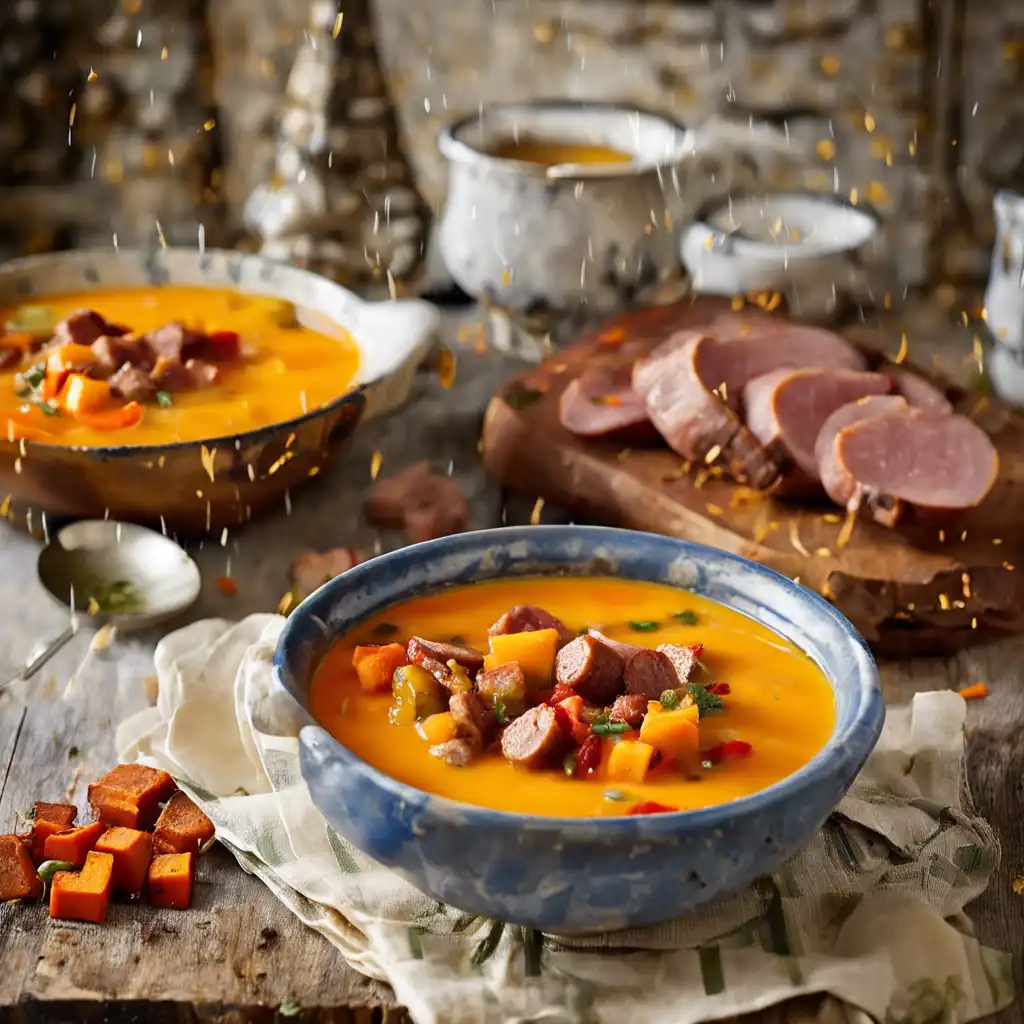 Sweet Potato Soup with Pepper and Sausage