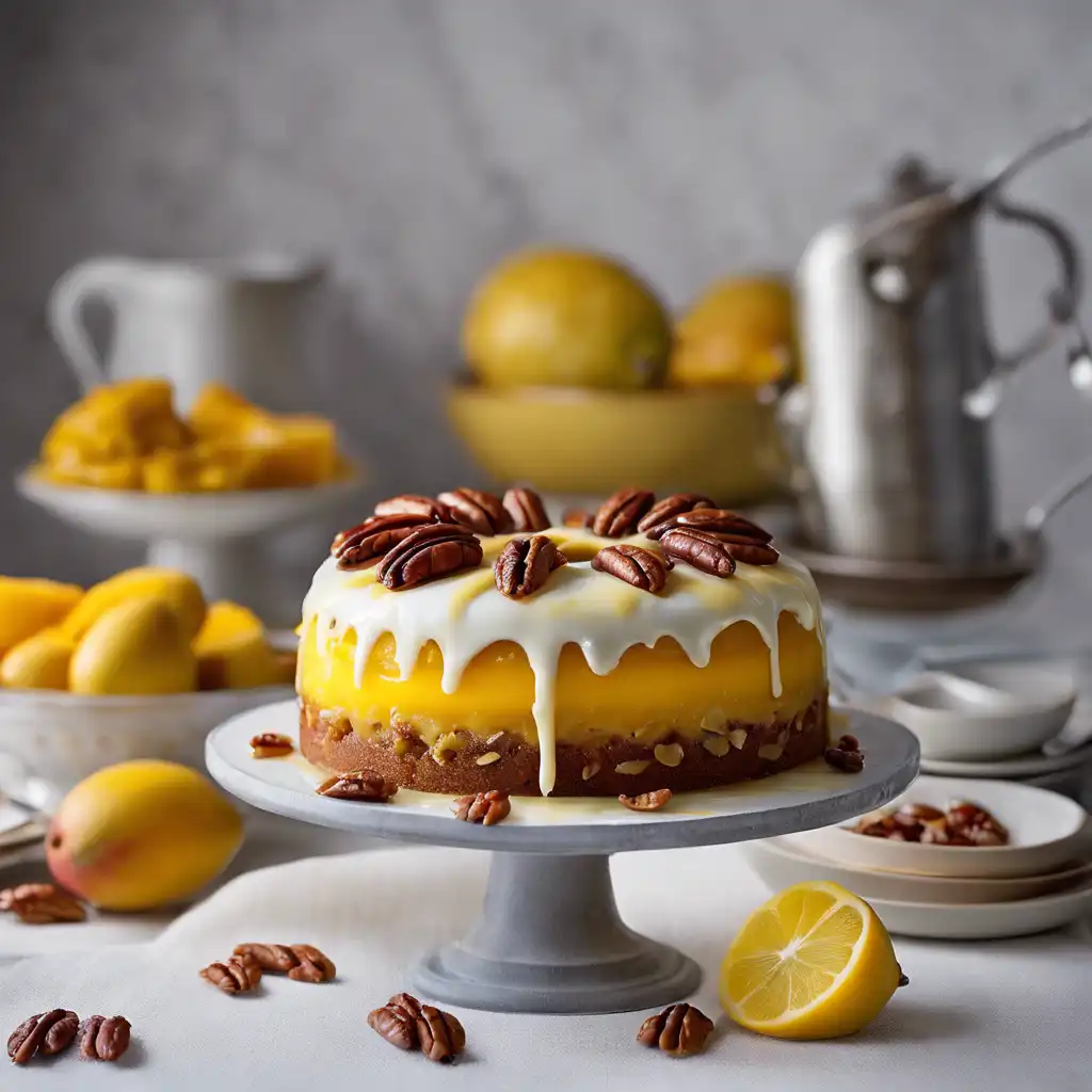 Mango and Pecan Cake with Lemon Glaze