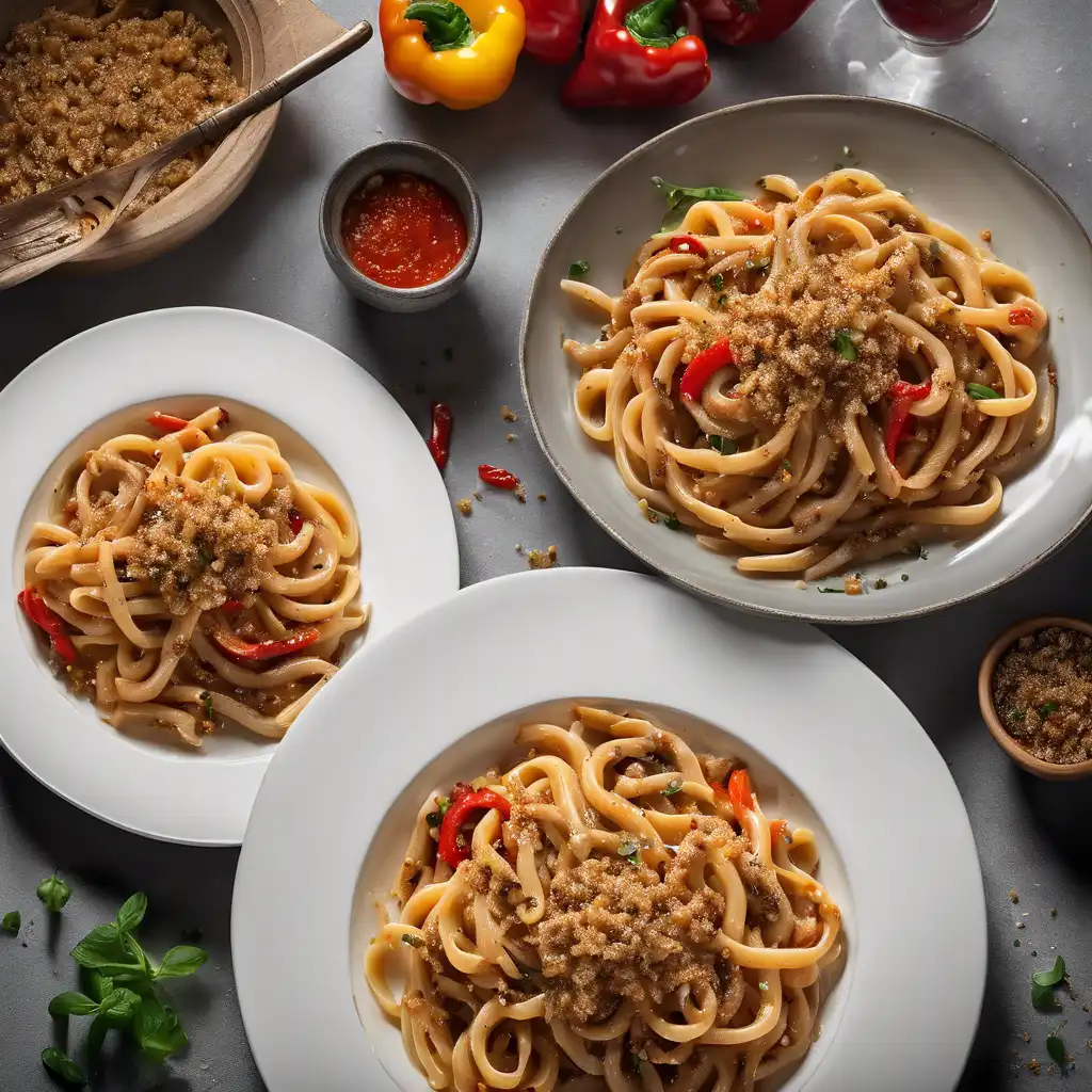 Peanut Pasta with Anchovies and Peppers