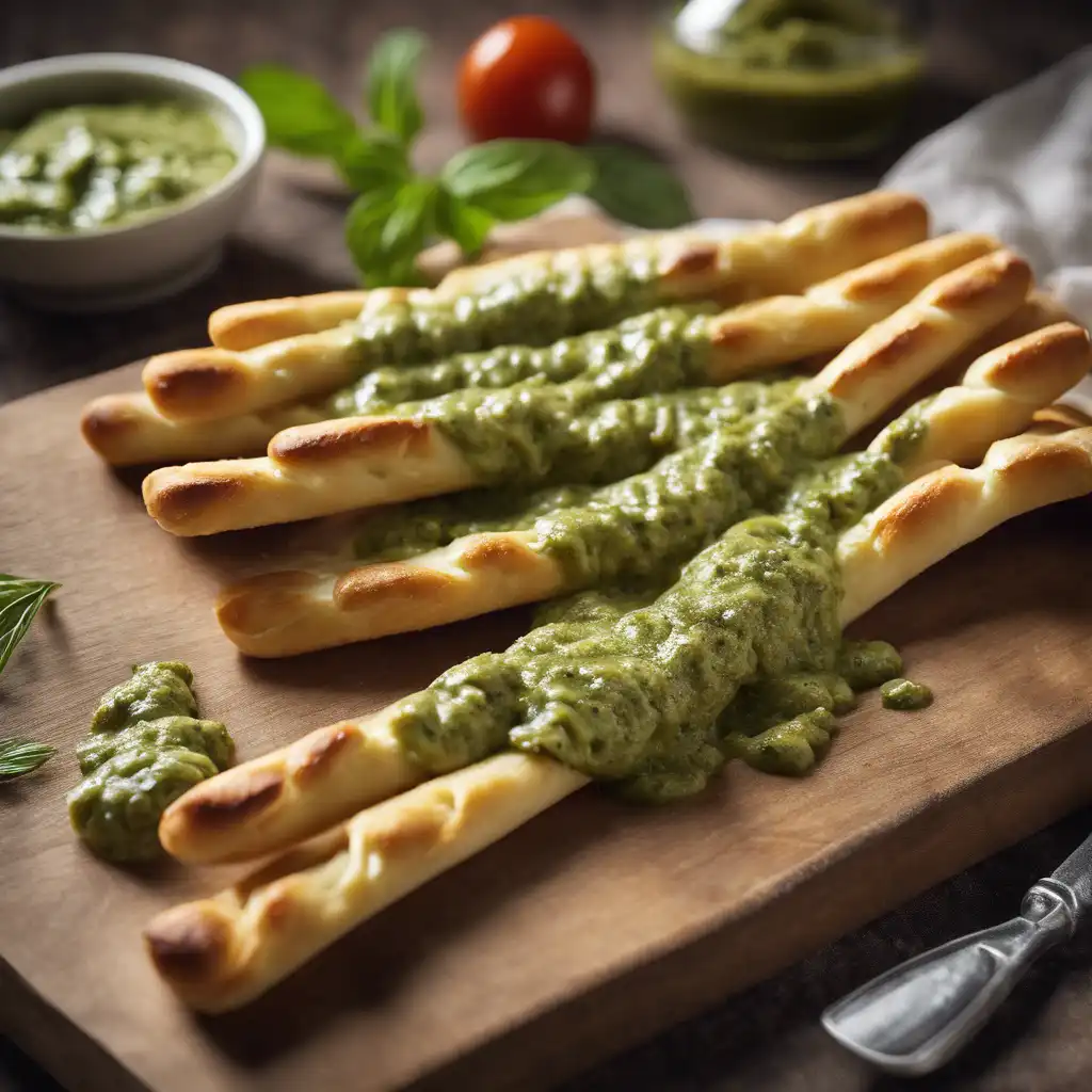 French-Style Breadsticks with Pesto and Cheese