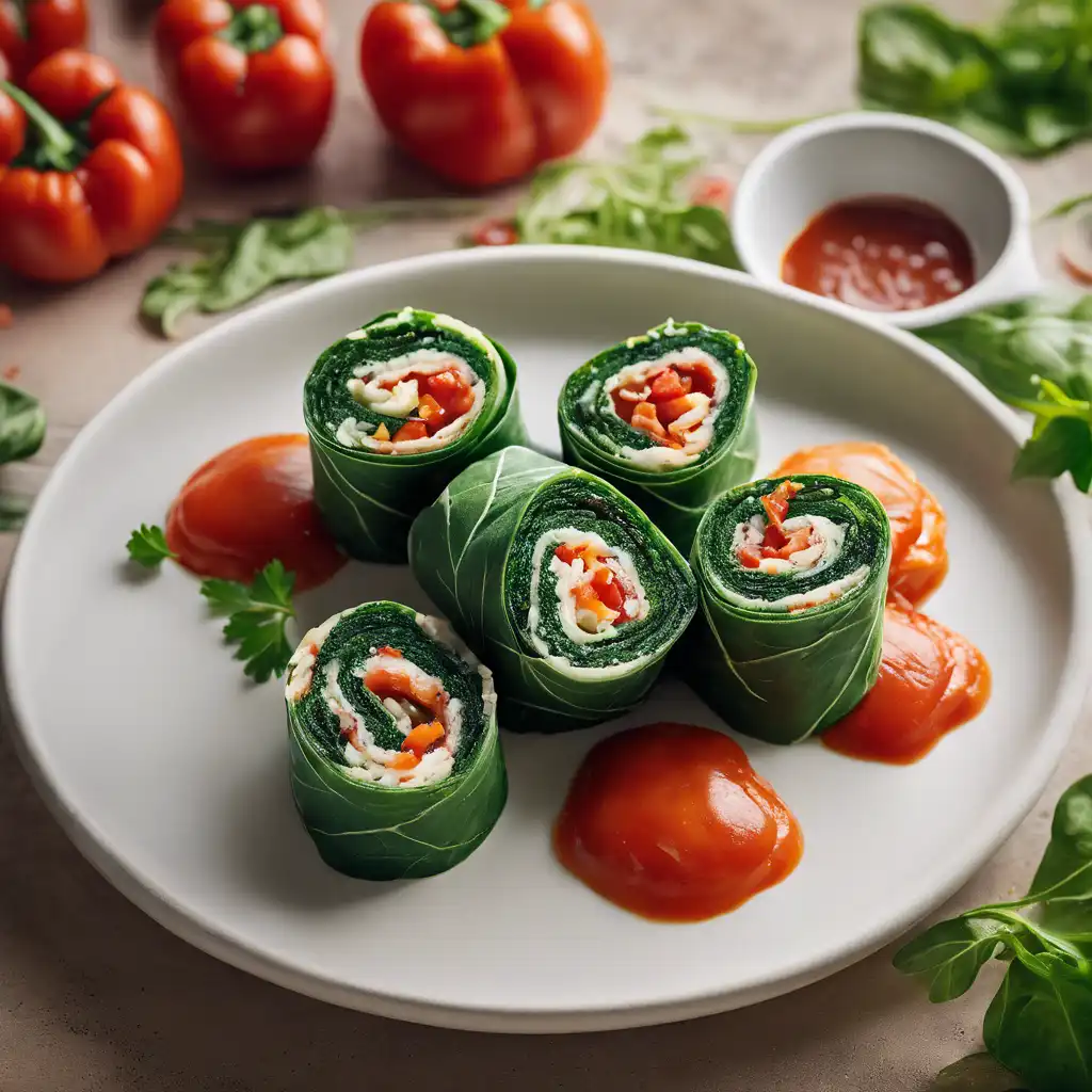 Spinach Rolls with Tomato Sauce