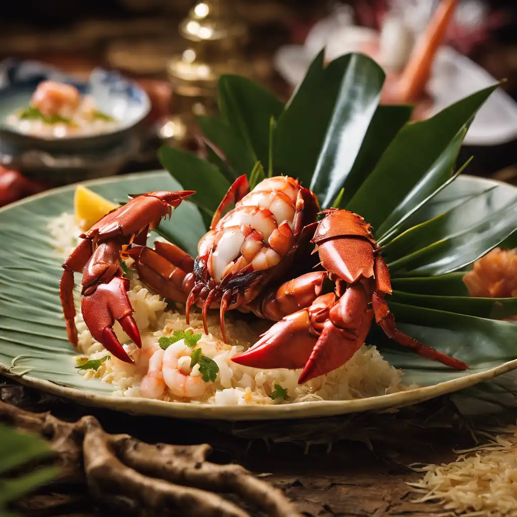 Coconut Crab and Shrimp Under the Coconut Tree