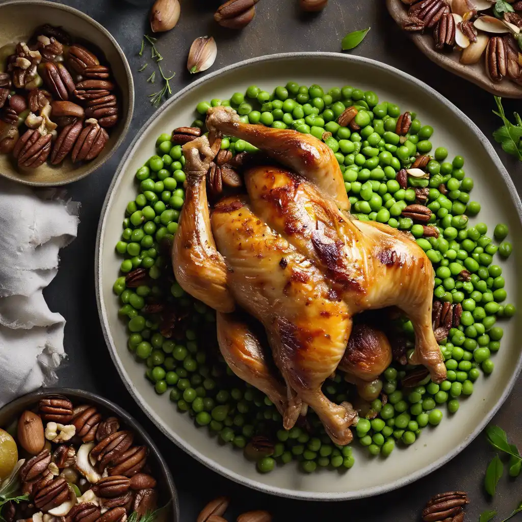 Roasted Chicken with Peas and Pecans