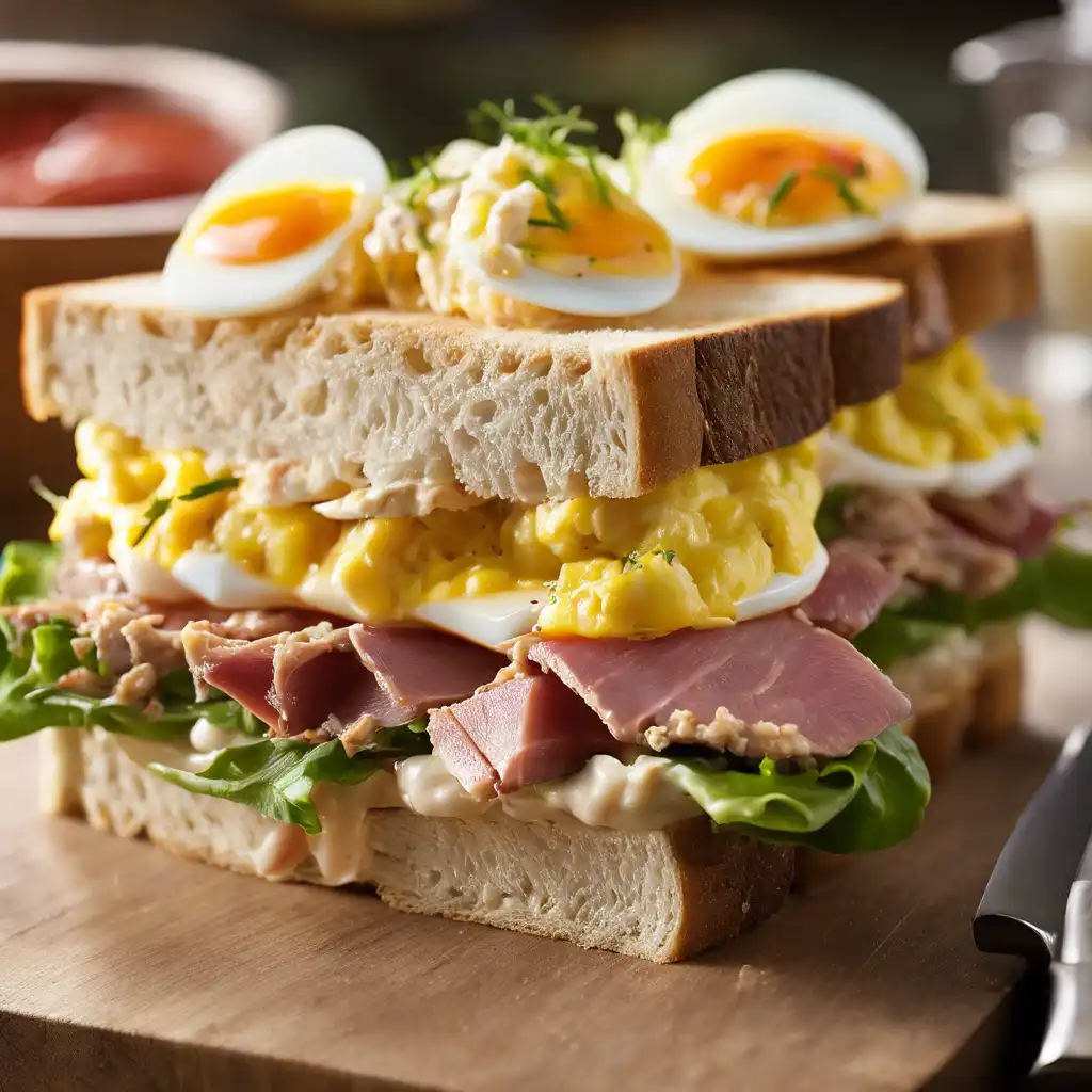 Triple Tuna and Egg Sandwich