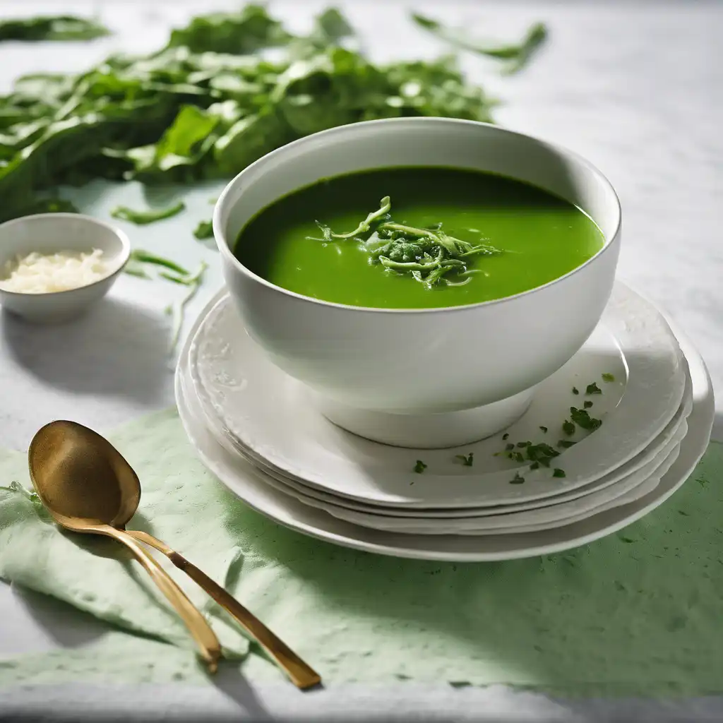 Snap Pea Soup with Shredded Collard Greens