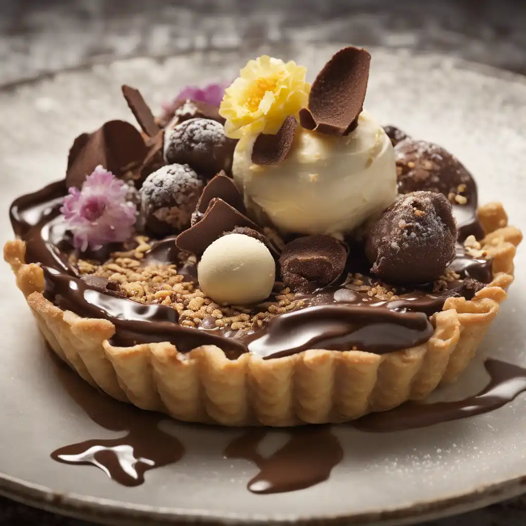 Crunchy Tart with Ice Cream and Chocolate Coating