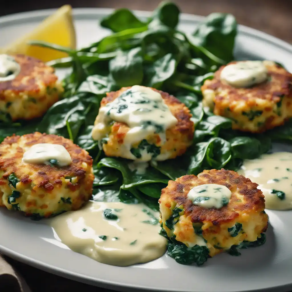 Cod Cakes with Spinach and Bechamel Sauce