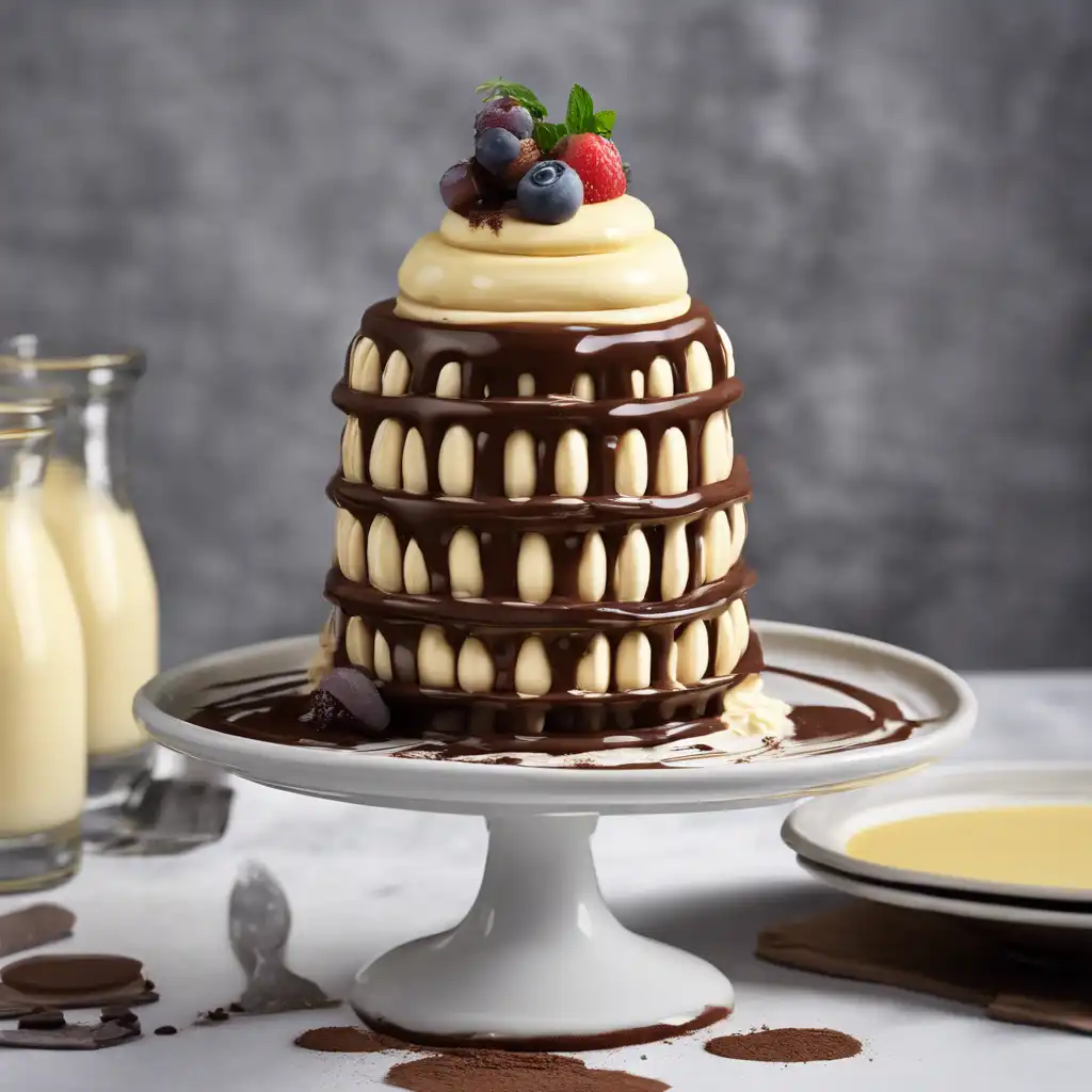 Chocolate Tower Filled with Cream Anglaise Mousse