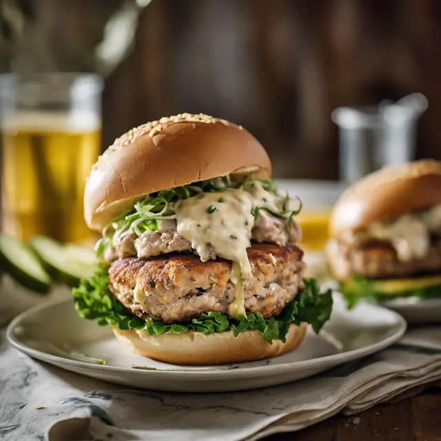 Foto de Tuna Burger with Mayonnaise and Pickles