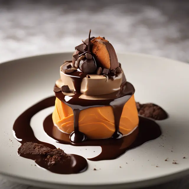 Foto de Sweet Potato and Chestnut Cream with Chocolate Sauce