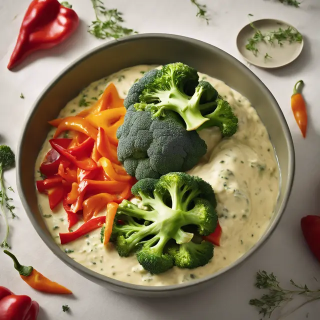 Foto de Red Bell Pepper and Broccoli in Herby Cream Sauce