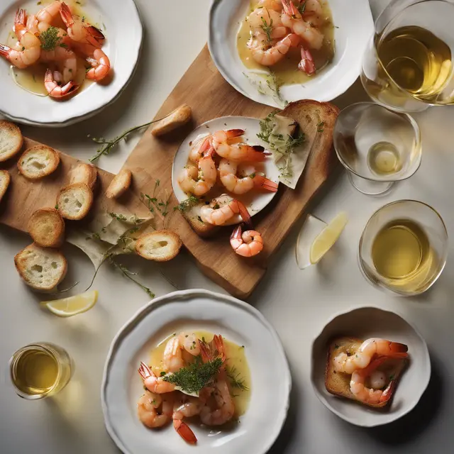 Foto de Shrimp with Sherry and Butter Toasts