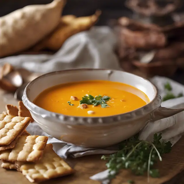 Foto de Sweet Potato and Cheese Soup with Crackers