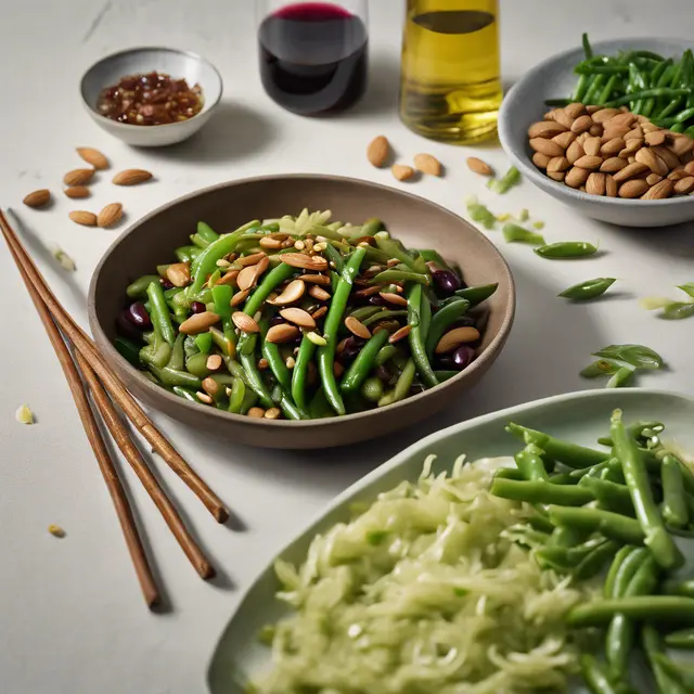 Foto de Bean Stir-Fry with Almonds in a Chinese Style