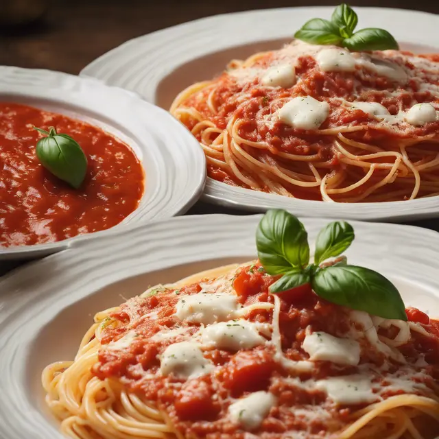 Foto de Spaghetti with Fresh Tomato and Mozzarella Sauce