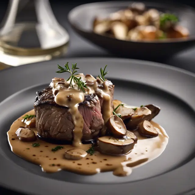 Foto de Flambéed Beef with Mushroom Sauce